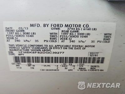 Zdjęcie 12 z 12 samochodu: 2013 FORD EXPLORER LIMITED VIN:1FM5K8F82DGC39277 - miniatura