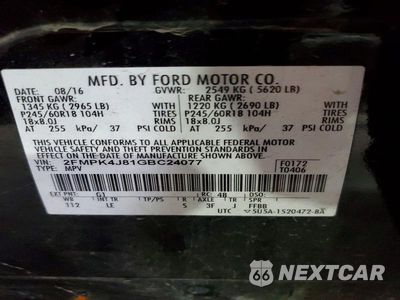 Zdjęcie 13 z 13 samochodu: 2016 FORD EDGE SEL VIN:2FMPK4J81GBC24077 - miniatura