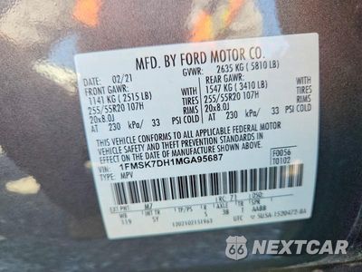Zdjęcie 13 z 13 samochodu: 2021 FORD EXPLORER XLT VIN:1FMSK7DH1MGA95687 - miniatura