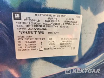Zdjęcie 14 z 14 samochodu: 2007 CHEVROLET SUBURBAN K1500 VIN:1GNFK16367J179068 - miniatura