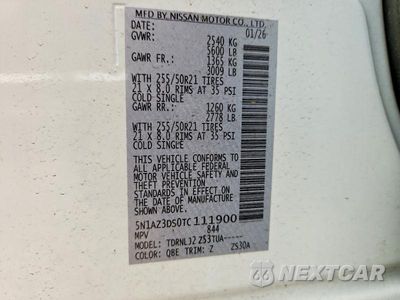 Zdjęcie 13 z 13 samochodu: 2026 NISSAN MURANO PLATINUM VIN:5N1AZ3DS0TC111900 - miniatura