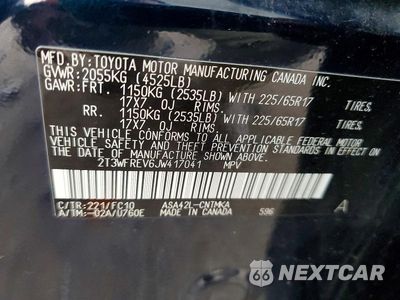 Zdjęcie 13 z 13 samochodu: 2018 TOYOTA RAV4 XLE VIN:2T3WFREV6JW417041 - miniatura