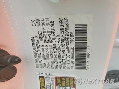 Zdjęcie 13 z 13 samochodu: 2022 HONDA CR-V TOURING VIN:5J6RT6H99NL027282 - miniatura