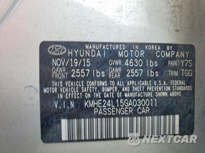 Zdjęcie 12 z 12 samochodu: 2016 HYUNDAI SONATA HYBRID SE VIN:KMHE24L15GA030011 - miniatura
