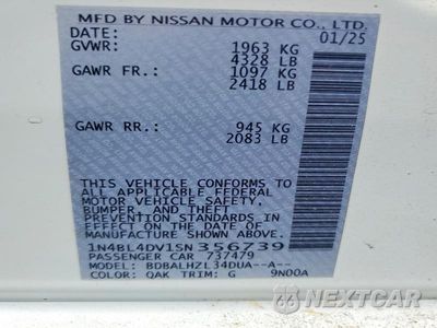 Zdjęcie 12 z 12 samochodu: 2025 NISSAN ALTIMA SV VIN:1N4BL4DV1SN356739 - miniatura