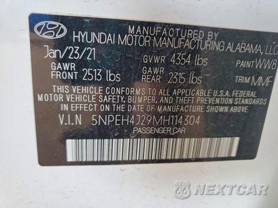 Zdjęcie 12 z 12 samochodu: 2021 HYUNDAI SONATA LIMITED VIN:5NPEH4J29MH114304 - miniatura