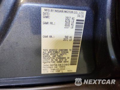 Zdjęcie 12 z 12 samochodu: 2016 NISSAN ALTIMA 2.5 S VIN:1N4AL3AP7GN363360 - miniatura