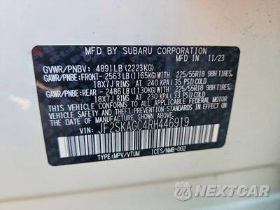 Zdjęcie 13 z 13 samochodu: 2024 SUBARU FORESTER SPORT VIN:JF2SKAGC4RH446919 - miniatura