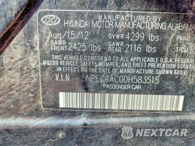 Zdjęcie 12 z 12 samochodu: 2013 HYUNDAI SONATA LIMITED VIN:5NPEC4AC0DH583515 - miniatura