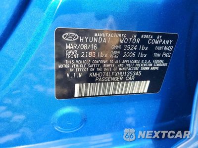 Zdjęcie 12 z 12 samochodu: 2017 HYUNDAI ELANTRA SE VIN:KMHD74LFXHU135345 - miniatura