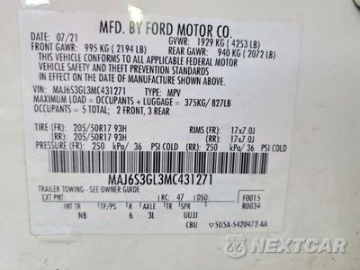 Zdjęcie 13 z 13 samochodu: 2021 FORD ECOSPORT SE VIN:MAJ6S3GL3MC431271 - miniatura