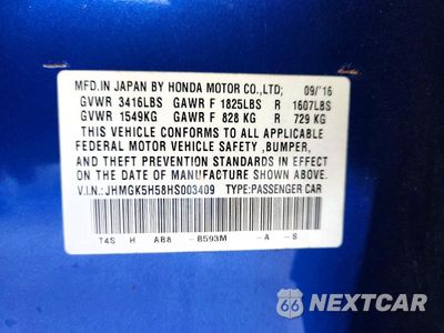 Zdjęcie 12 z 12 samochodu: 2017 HONDA FIT LX VIN:JHMGK5H58HS003409 - miniatura