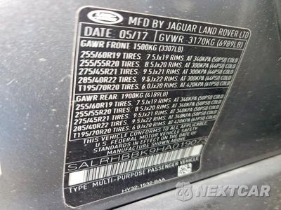 Zdjęcie 13 z 13 samochodu: 2017 LAND ROVER DISCOVERY HSE LUXURY VIN:SALRHBBK9HA019073 - miniatura