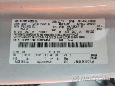 Zdjęcie 12 z 12 samochodu: 2017 FORD F150 SUPERCREW VIN:1FTEW1EG2HKD22462 - miniatura