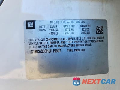 Zdjęcie 12 z 12 samochodu: 2017 CHEVROLET VOLT LT VIN:1G1RC6S58HU119907 - miniatura