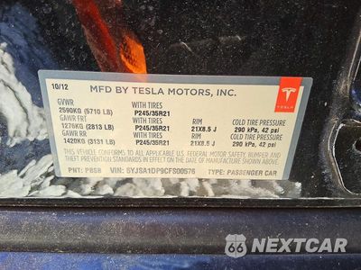 Zdjęcie 13 z 13 samochodu: 2012 TESLA MODEL S VIN:5YJSA1DP9CFS00576 - miniatura