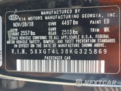 Zdjęcie 12 z 12 samochodu: 2019 KIA OPTIMA LX VIN:5XXGT4L38KG325869 - miniatura