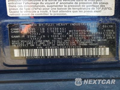Zdjęcie 14 z 14 samochodu: 2010 SUBARU OUTBACK 3.6R LIMITED VIN:4S4BRDLC0A2374248 - miniatura