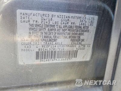 Zdjęcie 13 z 13 samochodu: 2018 NISSAN SENTRA SV VIN:3N1AB7AP4JL662397 - miniatura
