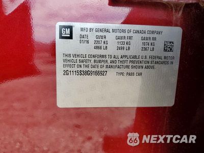 Zdjęcie 13 z 13 samochodu: 2016 CHEVROLET IMPALA LT VIN:2G1115S38G9166927 - miniatura