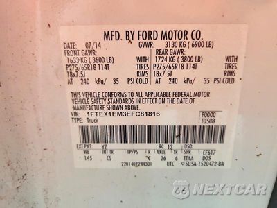Zdjęcie 12 z 12 samochodu: 2014 FORD F150 SUPER CAB VIN:1FTEX1EM3EFC81816 - miniatura