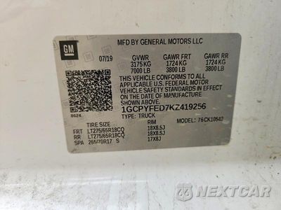 Zdjęcie 13 z 13 samochodu: 2019 CHEVROLET SILVERADO K1500 LT TRAIL BOSS VIN:1GCPYFED7KZ419256 - miniatura
