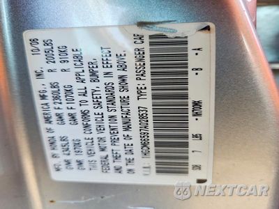 Zdjęcie 12 z 12 samochodu: 2007 HONDA ACCORD EX VIN:1HGCM66597A028537 - miniatura