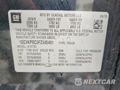Zdjęcie 12 z 12 samochodu: 2015 CHEVROLET SILVERADO K1500 VIN:1GCVKPEC3FZ345491 - miniatura
