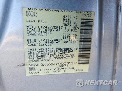 Zdjęcie 12 z 12 samochodu: 2016 NISSAN NV 3500 HD SL VIN:5BZAF0AAXGN850712 - miniatura