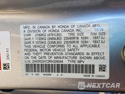 Zdjęcie 14 z 14 samochodu: 2024 HONDA CR-V EXL VIN:2HKRS3H72RH329044 - miniatura
