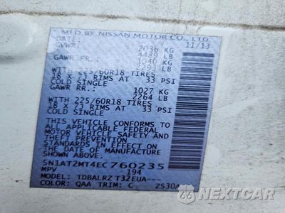 Zdjęcie 13 z 13 samochodu: 2014 NISSAN ROGUE SL VIN:5N1AT2MT4EC760235 - miniatura