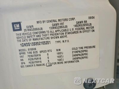 Zdjęcie 14 z 14 samochodu: 2005 CHEVROLET TRAILBLAZER LS VIN:1GNDS13S852165201 - miniatura