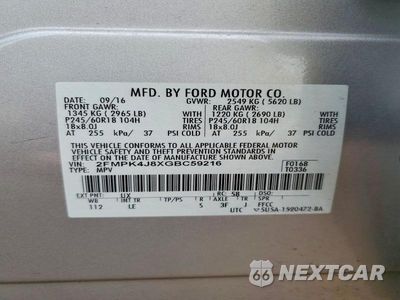 Zdjęcie 13 z 13 samochodu: 2016 FORD EDGE SEL VIN:2FMPK4J8XGBC59216 - miniatura
