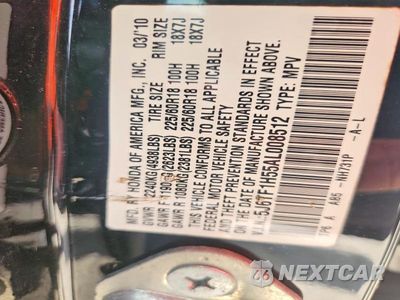 Zdjęcie 12 z 12 samochodu: 2010 HONDA ACCORD CROSSTOUR EXL VIN:5J6TF1H55AL008512 - miniatura