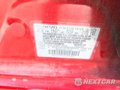Zdjęcie 12 z 12 samochodu: 2017 NISSAN VERSA 1.6 SV VIN:3N1CN7AP1HL830815 - miniatura