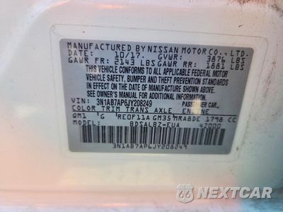 Zdjęcie 12 z 12 samochodu: 2018 NISSAN SENTRA S VIN:3N1AB7AP6JY208249 - miniatura