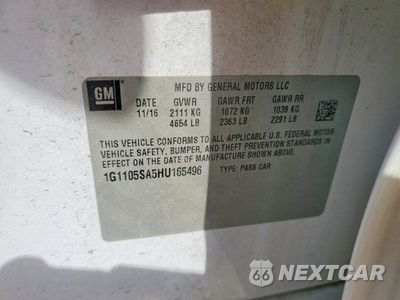 Zdjęcie 12 z 12 samochodu: 2017 CHEVROLET IMPALA LT VIN:1G1105SA5HU165496 - miniatura