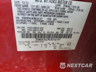 Zdjęcie 13 z 13 samochodu: 2012 FORD FLEX SEL VIN:2FMGK5CC9CBD16197 - miniatura