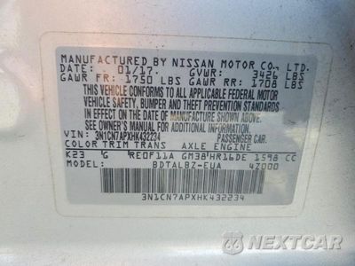 Zdjęcie 13 z 13 samochodu: 2017 NISSAN VERSA 1.6 SV VIN:3N1CN7APXHK432234 - miniatura