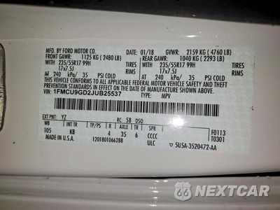 Zdjęcie 14 z 14 samochodu: 2018 FORD ESCAPE SE VIN:1FMCU9GD2JUB25537 - miniatura