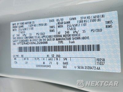 Zdjęcie 12 z 12 samochodu: 2022 FORD RANGER XL VIN:1FTER4EHXNLD29098 - miniatura