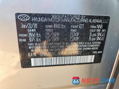 Zdjęcie 13 z 13 samochodu: 2020 HYUNDAI SANTA FE LIMITED 2.0T VIN:5NMS5CAA9LH219322 - miniatura