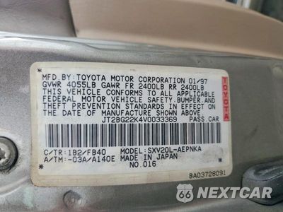 Zdjęcie 12 z 12 samochodu: 1997 TOYOTA CAMRY LE VIN:JT2BG22K4V0033369 - miniatura