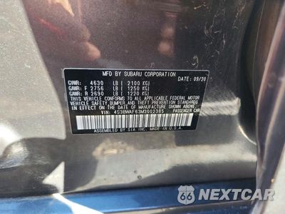 Zdjęcie 12 z 12 samochodu: 2021 SUBARU LEGACY PREMIUM VIN:4S3BWAF63M3002385 - miniatura