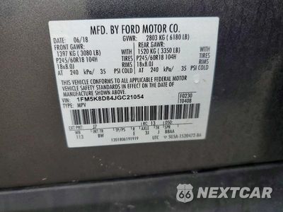 Zdjęcie 14 z 14 samochodu: 2018 FORD EXPLORER XLT VIN:1FM5K8D84JGC21054 - miniatura