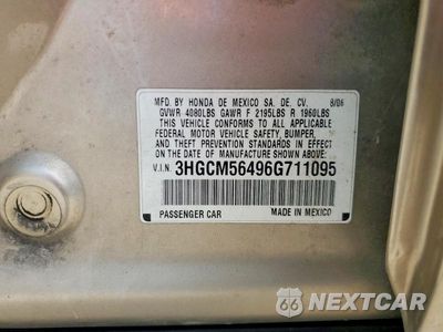 Zdjęcie 12 z 12 samochodu: 2006 HONDA ACCORD LX VIN:3HGCM56496G711095 - miniatura