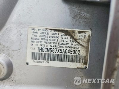 Zdjęcie 12 z 12 samochodu: 2005 HONDA ACCORD EX VIN:1HGCM567X5A045002 - miniatura