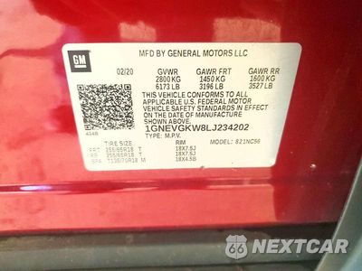 Zdjęcie 13 z 13 samochodu: 2020 CHEVROLET TRAVERSE LT VIN:1GNEVGKW8LJ234202 - miniatura