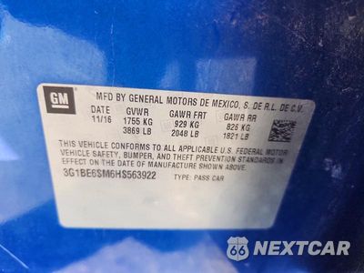 Zdjęcie 12 z 12 samochodu: 2017 CHEVROLET CRUZE LT VIN:3G1BE6SM6HS563922 - miniatura