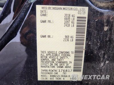 Zdjęcie 12 z 12 samochodu: 2019 NISSAN ALTIMA SR VIN:1N4BL4CW7KC176817 - miniatura